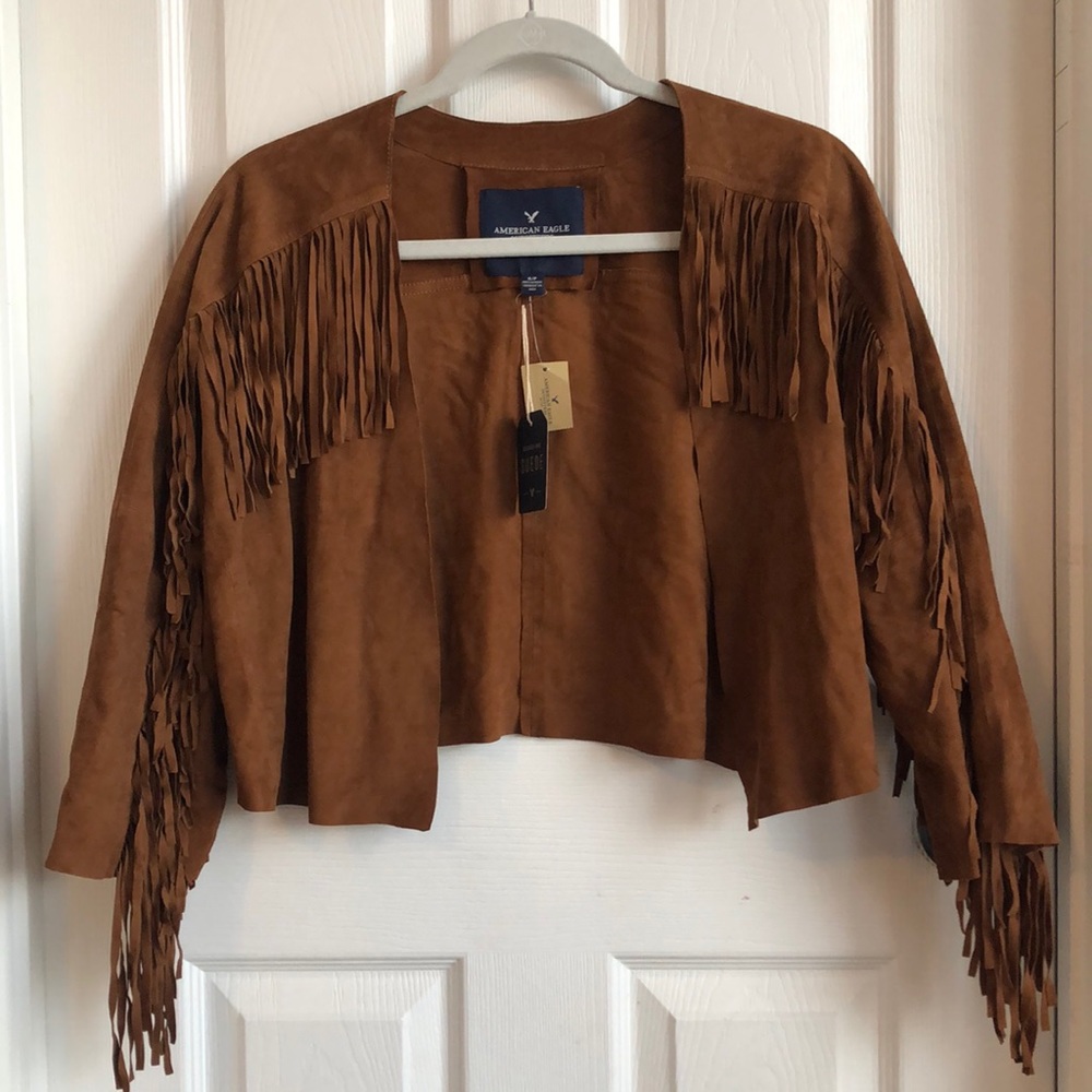 New American Eagle Suede Fringe Jacket size S/P